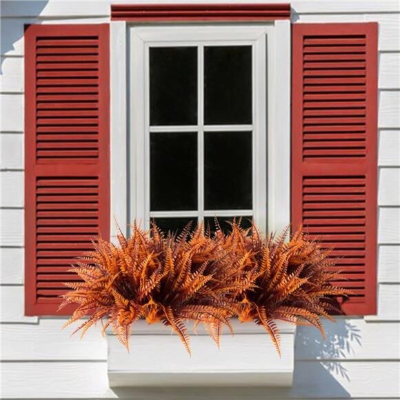 12 Bundles Artificial Fall Plants,Fake Boston Fern Greenery Outdoor UV Resistant - Picture 4 of 8